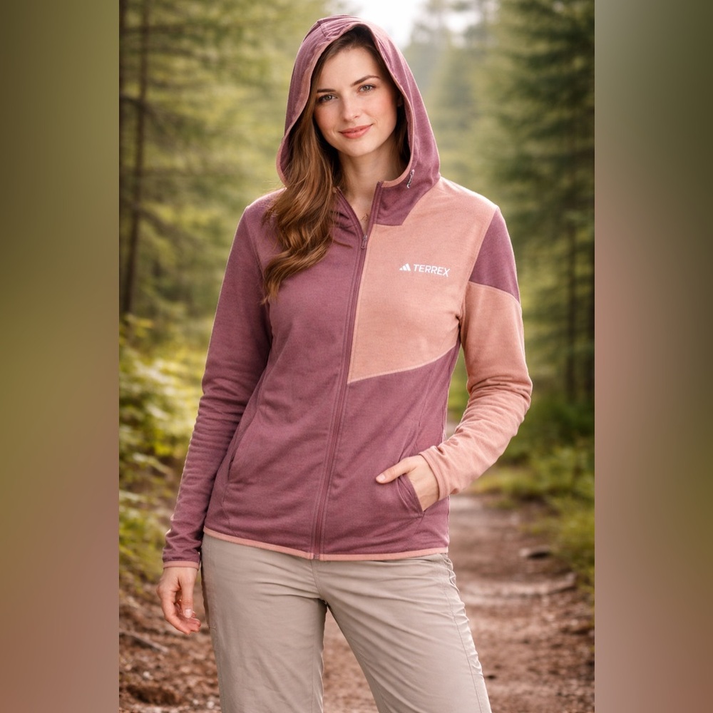 NWT Adidas Terrex Climawarm Jacket Women’s XL Full Zip Hiking Dusty Rose & Blush